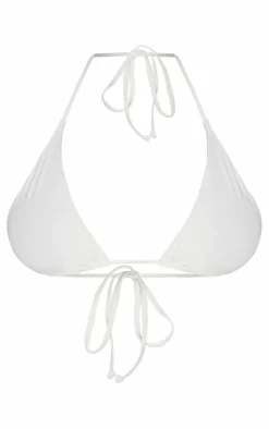 Plus White Mix & Match Triangle Halter Bikini Top