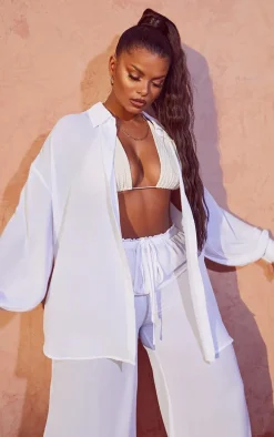 Plus White Oversized Beach Shirt