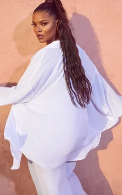 Plus White Oversized Beach Shirt