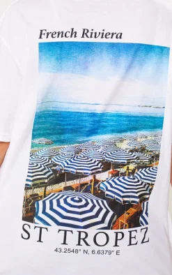 Plus White Riviera Graphic Oversized T Shirt