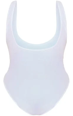 Plus White Scoop Neck Swimsuit