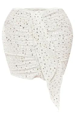 Plus White Sequin Beach Skirt
