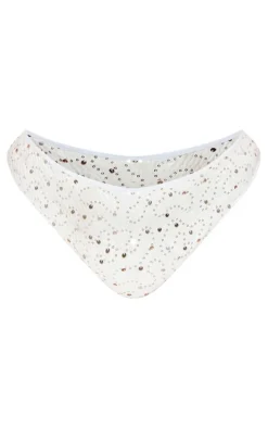 Plus White Sequin High Waisted Bikini Bottoms