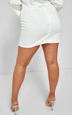 Plus White Tailored Mini Skirt