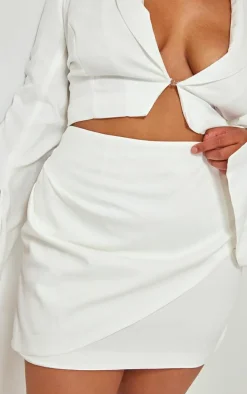 Plus White Tailored Mini Skirt