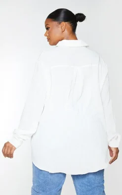 Plus White Textured Oversized Shirt