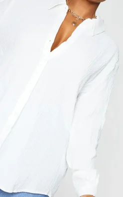 Plus White Textured Oversized Shirt