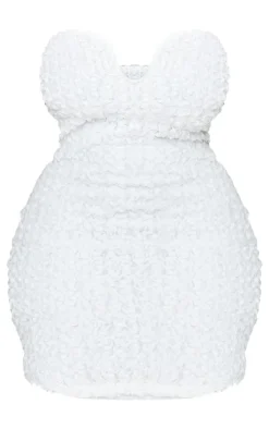 Plus White Texured Wired Bandeau Mini Dress