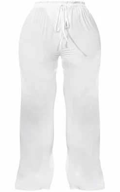 Plus White Tie Waist Beach Pants