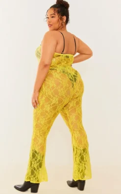 Plus Yellow Lace Bandeau Jumpsuit