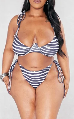 Plus Zebra Tie Side Bikini Bottoms