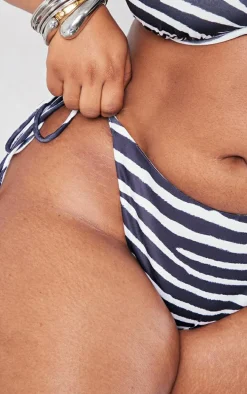 Plus Zebra Tie Side Bikini Bottoms