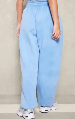 Powder Blue Pintuck Detail Oversized Sweatpants