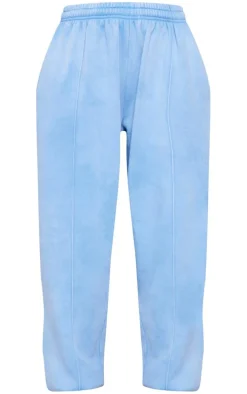 Powder Blue Pintuck Detail Oversized Sweatpants