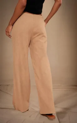 Premium Beige Linen Drawstring Straight Leg Pants