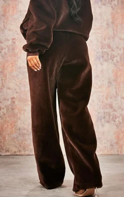 Premium Chocolate Brown Faux Fur Sweatpants