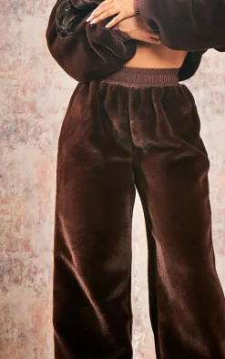 Premium Chocolate Brown Faux Fur Sweatpants