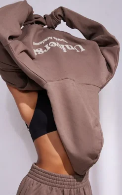 Premium Coffee Sports Academy Puff Print Oversized Hoodie