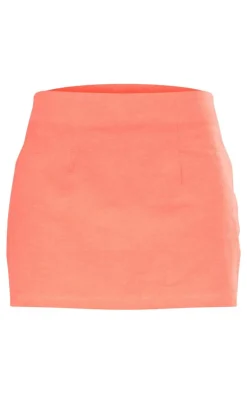 Premium Coral Linen Micro Mini Skirt
