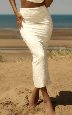 Premium Cream Devore Midaxi Skirt