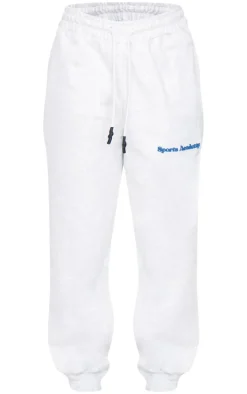 Premium Heather Grey Sports Academy Puff Print Oversized Sweatpants