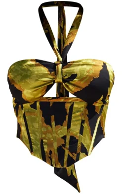 Premium Multi Burnout Chiffon Halterneck Corset