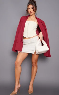 Premium Oatmeal Linen Look Split Mini Skirt