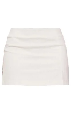 Premium Oatmeal Linen Look Split Mini Skirt