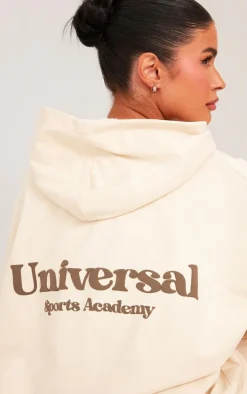 Premium Petite Sand Sports Academy Puff Print Oversized Hoodie