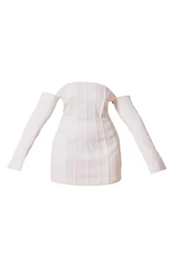 Premium Plus White Bardot Boning Detail Bodycon Dress