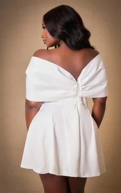 Premium Plus White Satin Extreme Bow Detail Romper