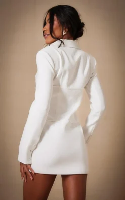 Premium White Lace Corset Detail Blazer Dress