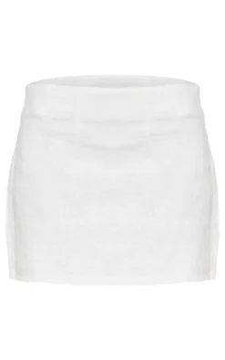 Premium White Linen Micro Mini Skirt
