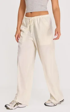Premium White Satin Low Rise Drawstring Pants