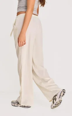 Premium White Satin Low Rise Drawstring Pants