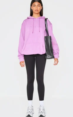 PRETTYLITLETHING Purple Graphic Embroidery Hoodie