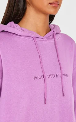 PRETTYLITLETHING Purple Graphic Embroidery Hoodie