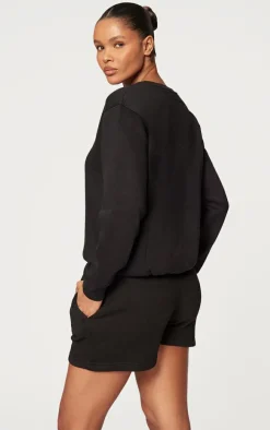 PRETTYLITTLETHING Black Oversized Sweatshirt