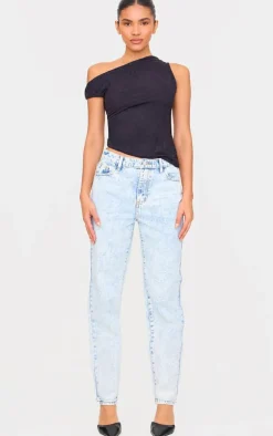 PRETTYLITTLETHING Acid Blue Mom Jeans