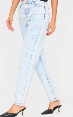 PRETTYLITTLETHING Acid Blue Mom Jeans