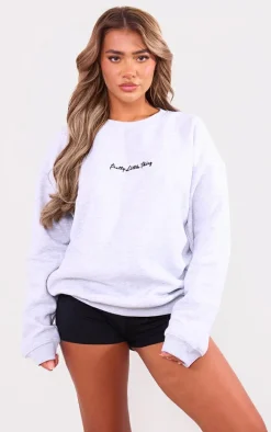 PRETTYLITTLETHING Ash Grey Oversized Basic Sweatshirt