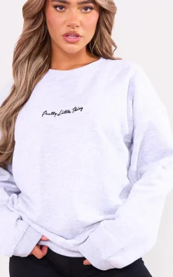 PRETTYLITTLETHING Ash Grey Oversized Basic Sweatshirt