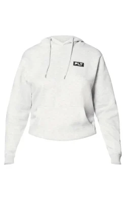 PRETTYLITTLETHING Ash Grey Logo Badge Detailed Oversized Hoodie