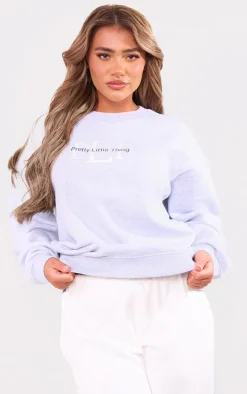 PRETTYLITTLETHING Ash Grey Graphic Oversized Crewneck Sweatshirt