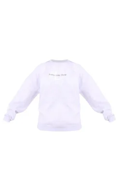 PRETTYLITTLETHING Ash Grey Graphic Oversized Crewneck Sweatshirt
