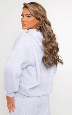 PRETTYLITTLETHING Ash Grey Logo Oversized Hoodie