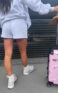 PRETTYLITTLETHING Ash Grey Logo Sweat Shorts