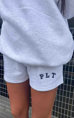 PRETTYLITTLETHING Ash Grey Logo Sweat Shorts