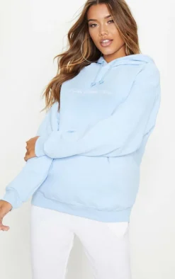 PRETTYLITTLETHING Baby Blue Oversized Sweat Basic Hoodie