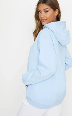 PRETTYLITTLETHING Baby Blue Oversized Sweat Basic Hoodie